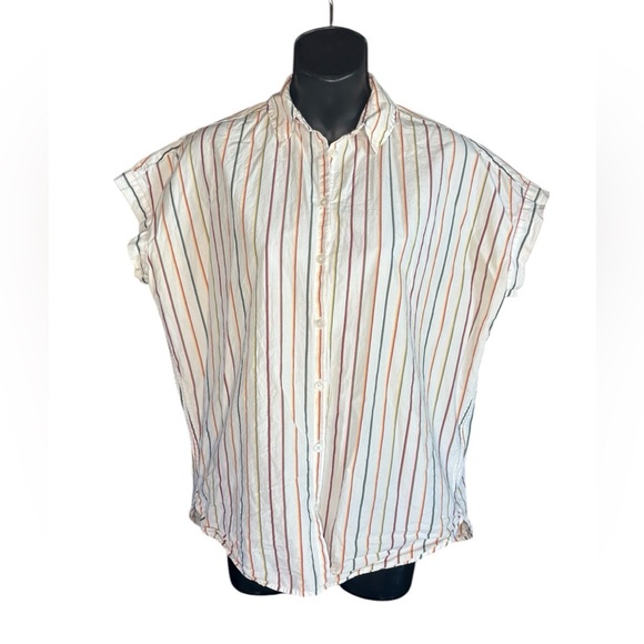 Madewell womens Central Shirt in Sadie Stripe white size small 100% cotton - Picture 4 of 12